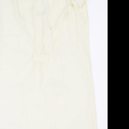 H&M Womens White Polyester Shirt Dress Size 42 V-Neck Button