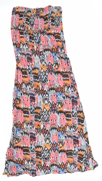 Topshop Womens Multicoloured Geometric Polyester Maxi Size M Off the Shoulder Pullover - Shirred