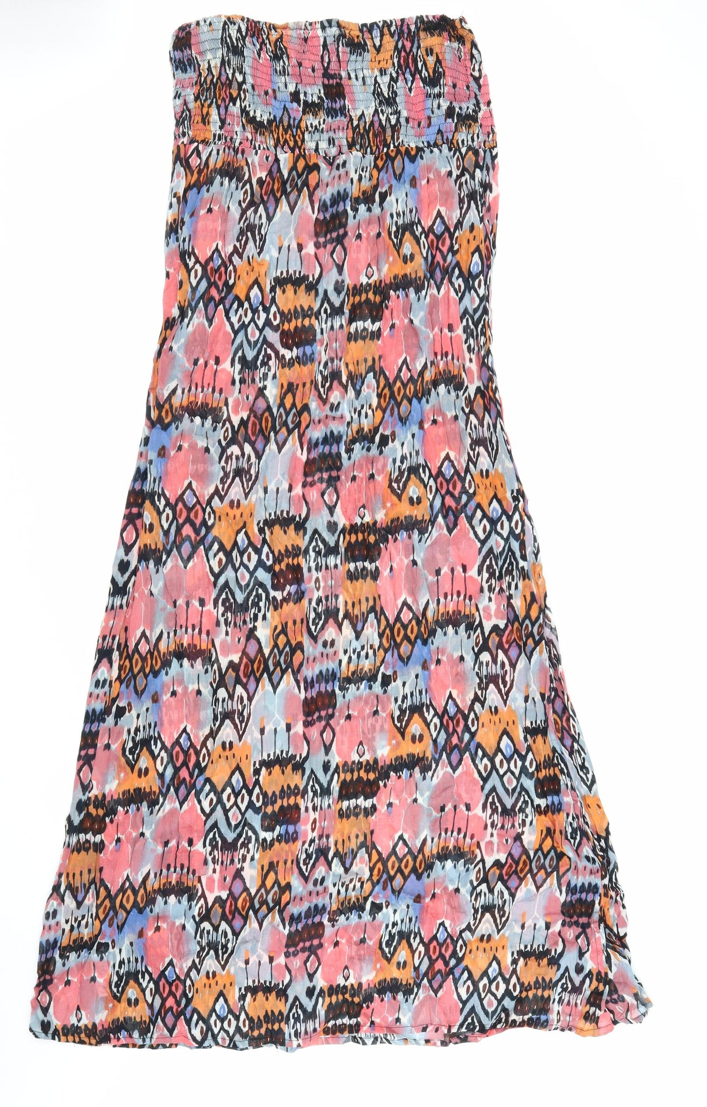 Topshop Womens Multicoloured Geometric Polyester Maxi Size M Off the Shoulder Pullover - Shirred