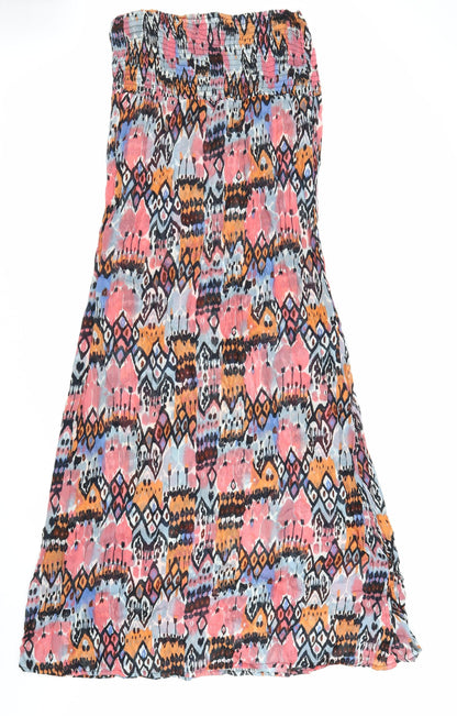Topshop Womens Multicoloured Geometric Polyester Maxi Size M Off the Shoulder Pullover - Shirred