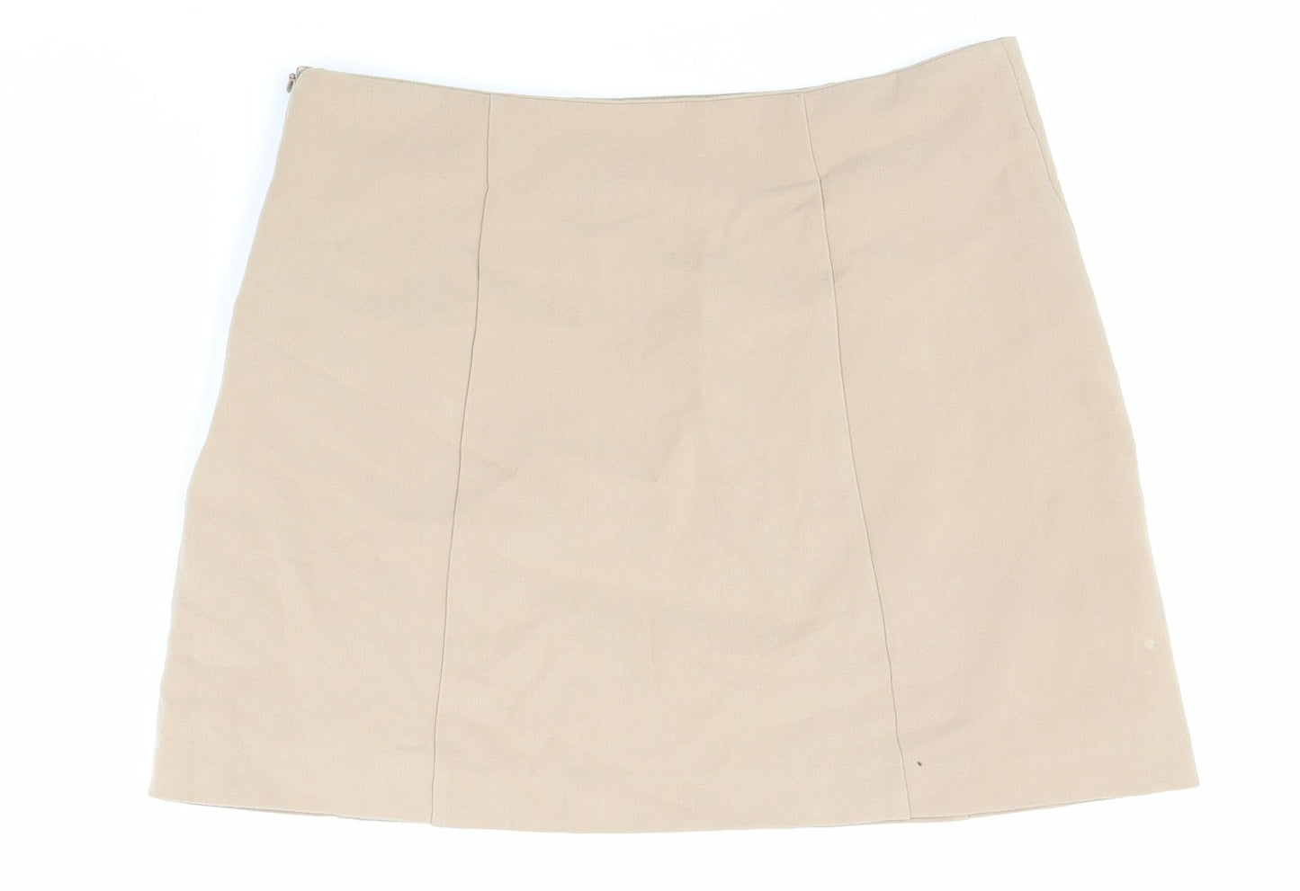 New Look Womens Beige Polyester Mini Skirt Size 10 Zip