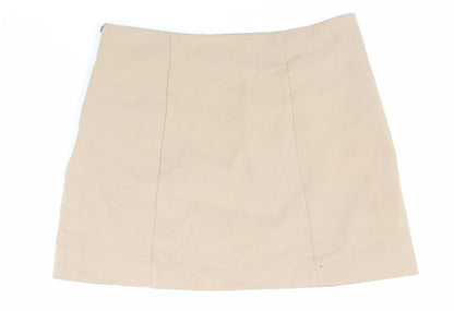 New Look Womens Beige Polyester Mini Skirt Size 10 Zip