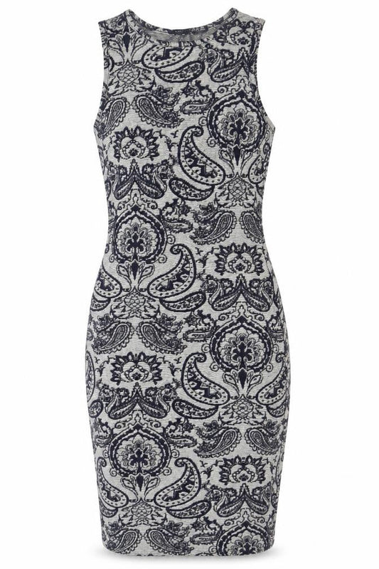 Atmosphere Womens Blue Paisley Polyester Pencil Dress Size 10 Boat Neck Pullover