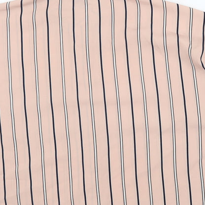 FOREVER 21 Womens Pink Striped Polyester Basic Button-Up Size S Collared - Box Fit Shirt