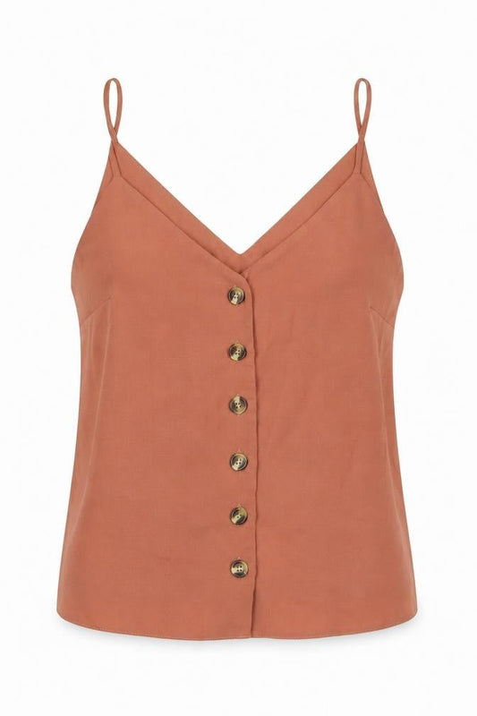 New Look Womens Brown Polyester Camisole Tank Size 8 V-Neck