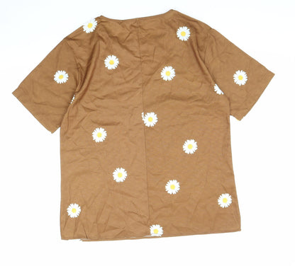Womens UK Size L Preworn Brown Basic T-Shirt