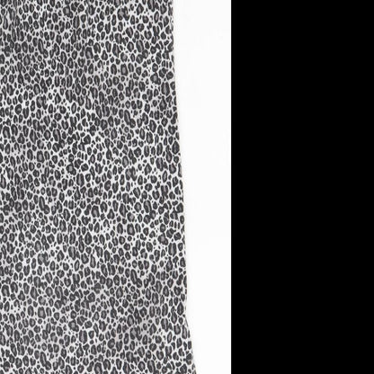 Boohoo Womens Black Animal Print Polyester Slip Dress Size 6 V-Neck Pullover