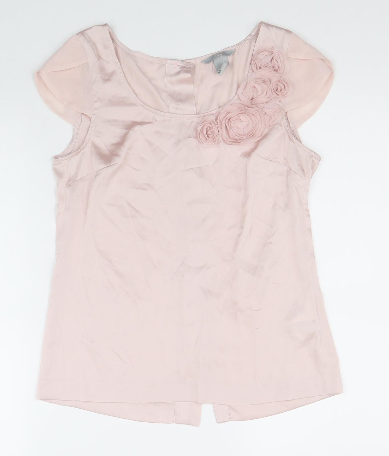 Womens UK Size 34 H&M Pink Basic Blouse