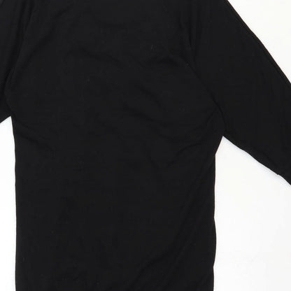 Madam Rage Womens Black Polyester T-Shirt Dress Size 10 Scoop Neck Pullover - Embellished Neckline