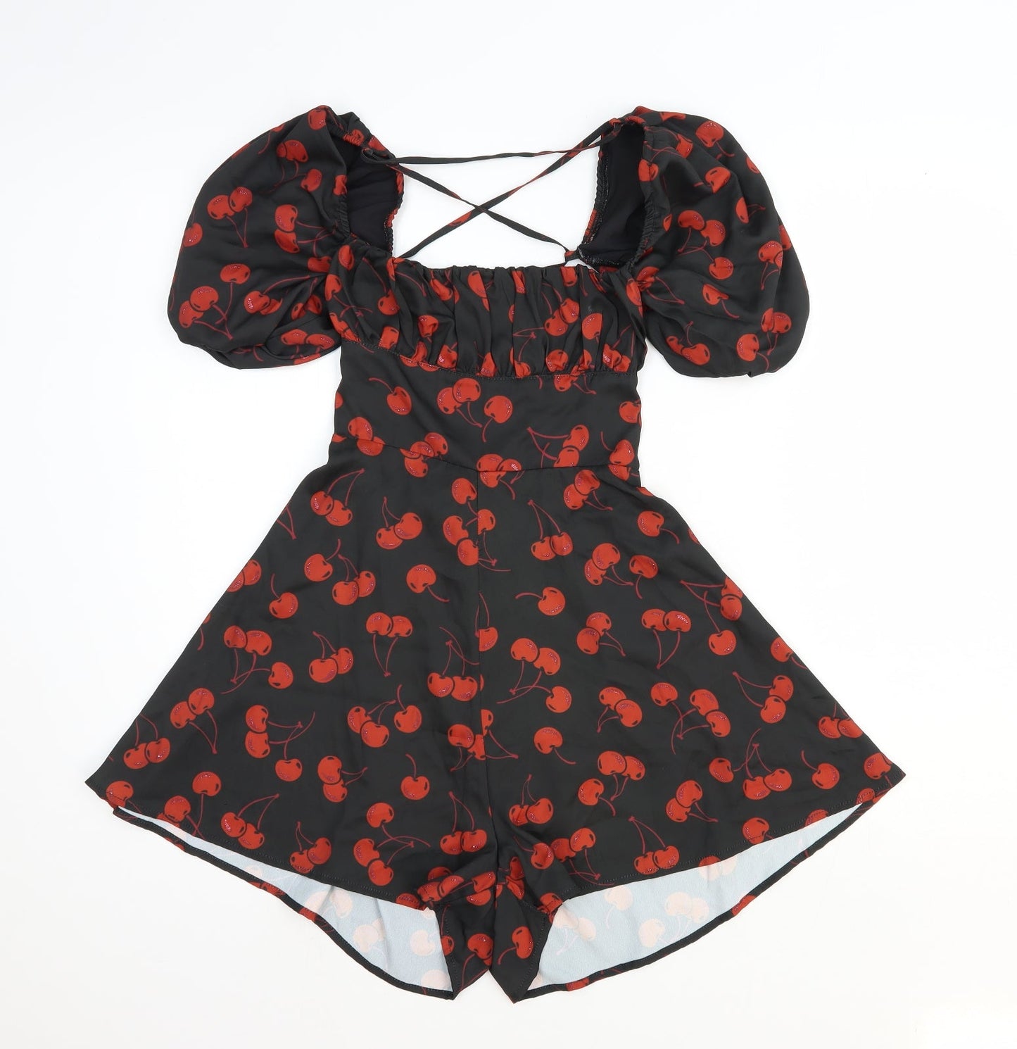 Cider Womens Black Geometric Polyester Playsuit One-Piece Size XS Zip - Cherry