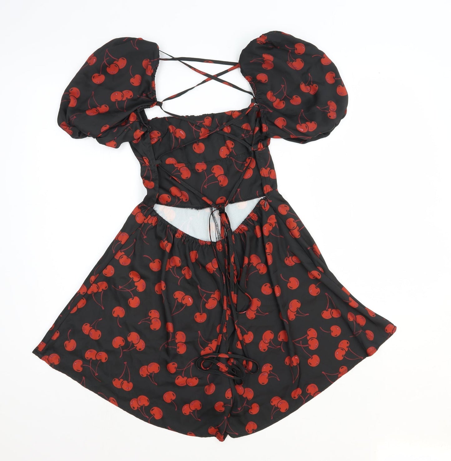 Cider Womens Black Geometric Polyester Playsuit One-Piece Size XS Zip - Cherry