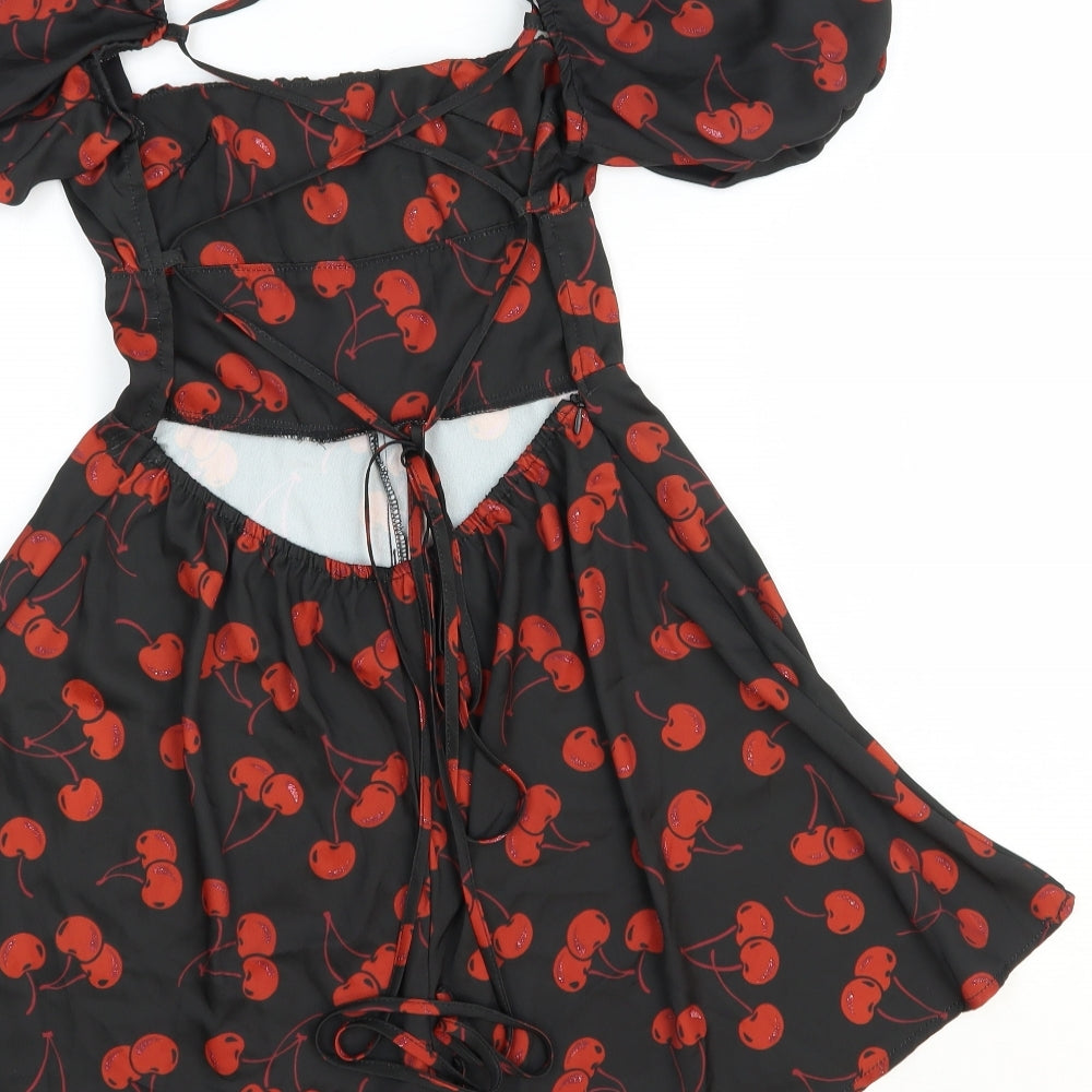 Cider Womens Black Geometric Polyester Playsuit One-Piece Size XS Zip - Cherry