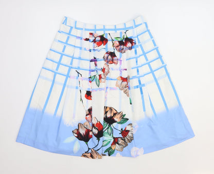 Great Plains Womens Blue Geometric Polyester A-Line Skirt Size 10 Zip