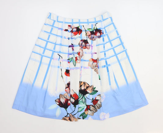 Great Plains Womens Blue Geometric Polyester A-Line Skirt Size 10 Zip