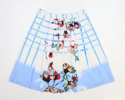 Great Plains Womens Blue Geometric Polyester A-Line Skirt Size 10 Zip