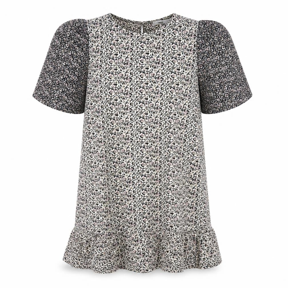 NEXT Womens White Floral Polyester Shift Size 8 Round Neck Button