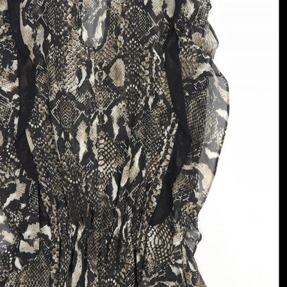 Limited Collection Womens Black Animal Print Polyester Basic Blouse Size 10 Boat Neck - Snake Skin Print