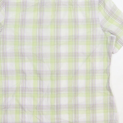 EWM Womens Green Check Polyester Basic Button-Up Size 12 Collared