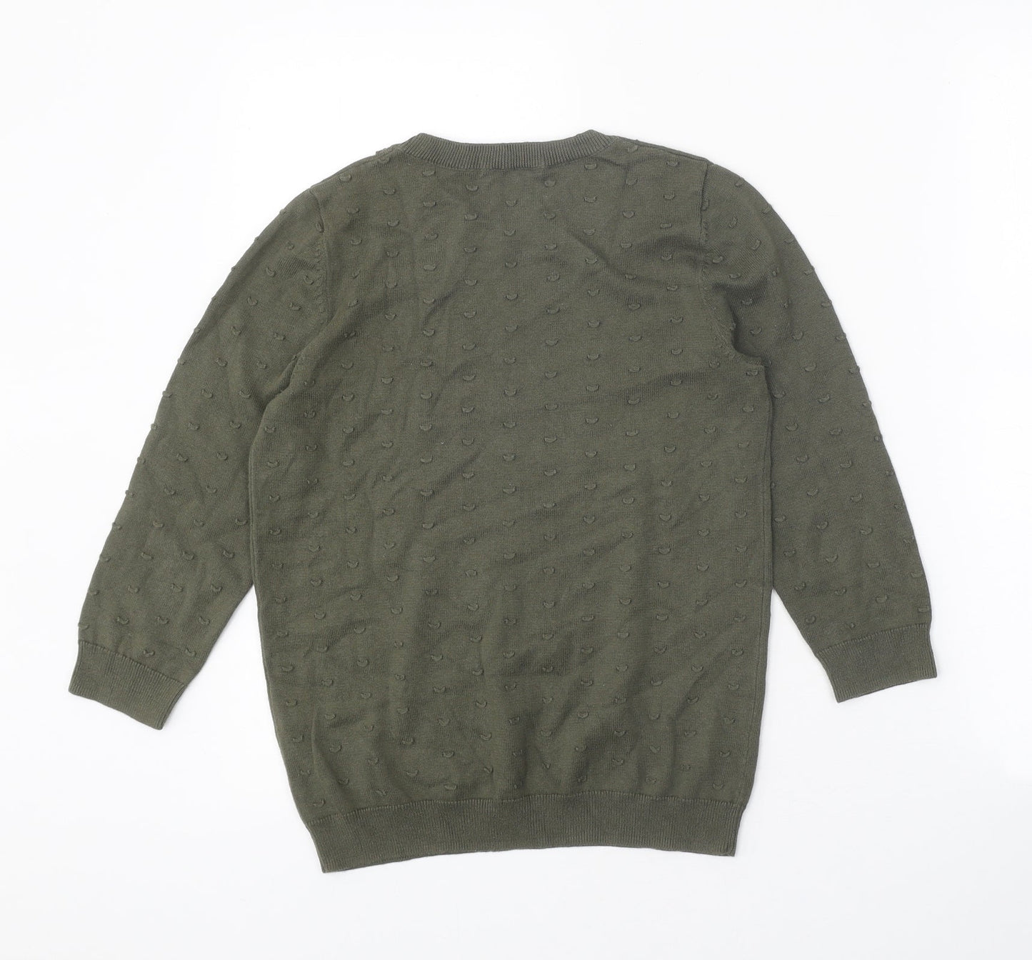 TU Womens Green Round Neck 100% Cotton Pullover Jumper Size 8