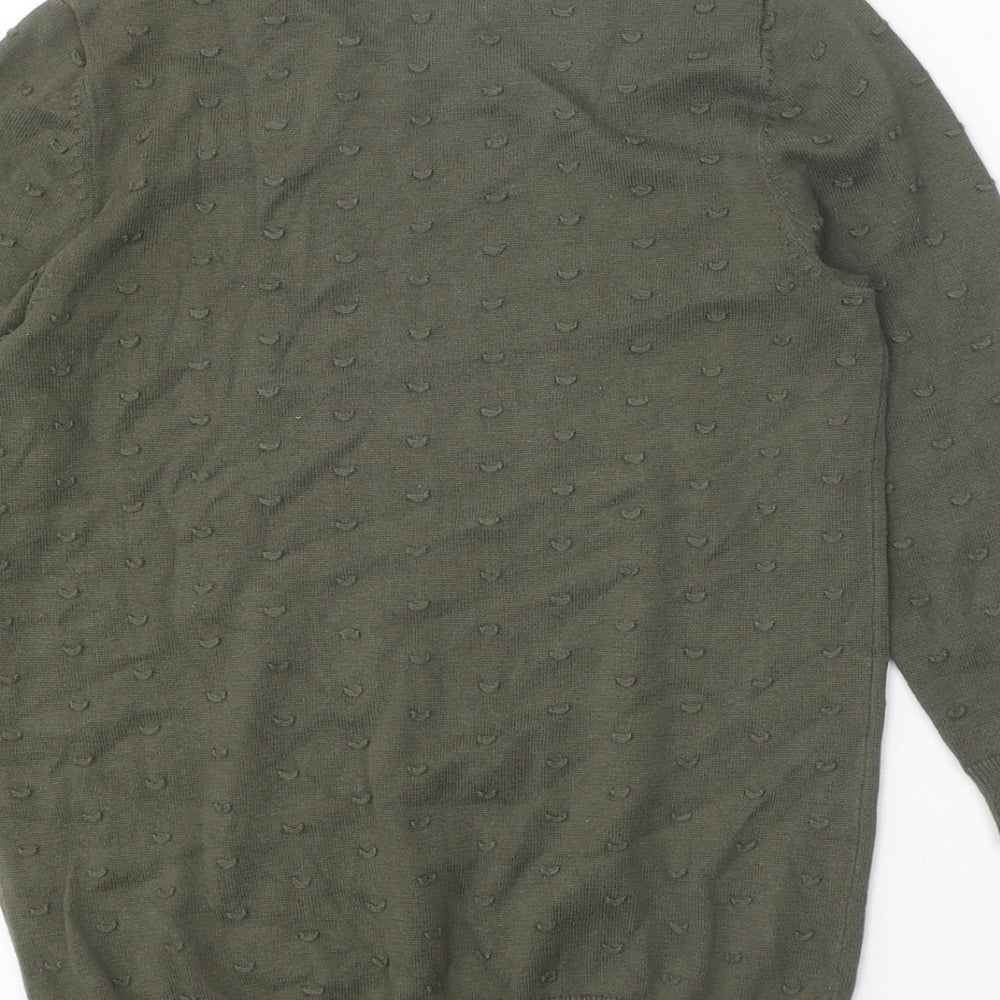 TU Womens Green Round Neck 100% Cotton Pullover Jumper Size 8