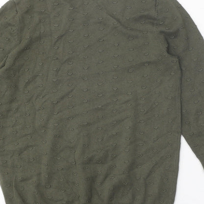 TU Womens Green Round Neck 100% Cotton Pullover Jumper Size 8