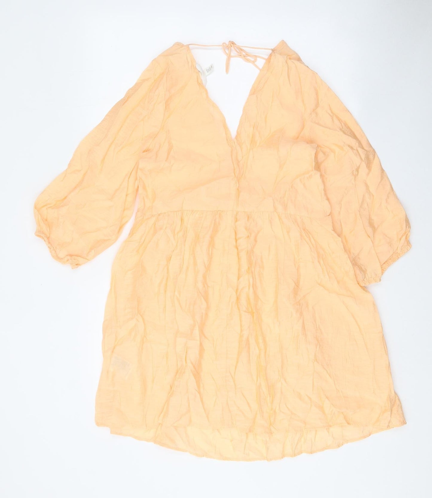 H&M Womens Orange Viscose A-Line Size XS V-Neck Tie