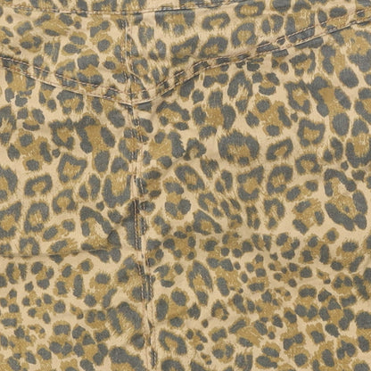 Divided Womens Multicoloured Animal Print Cotton Mini Skirt Size 6 Zip - Leopard Print