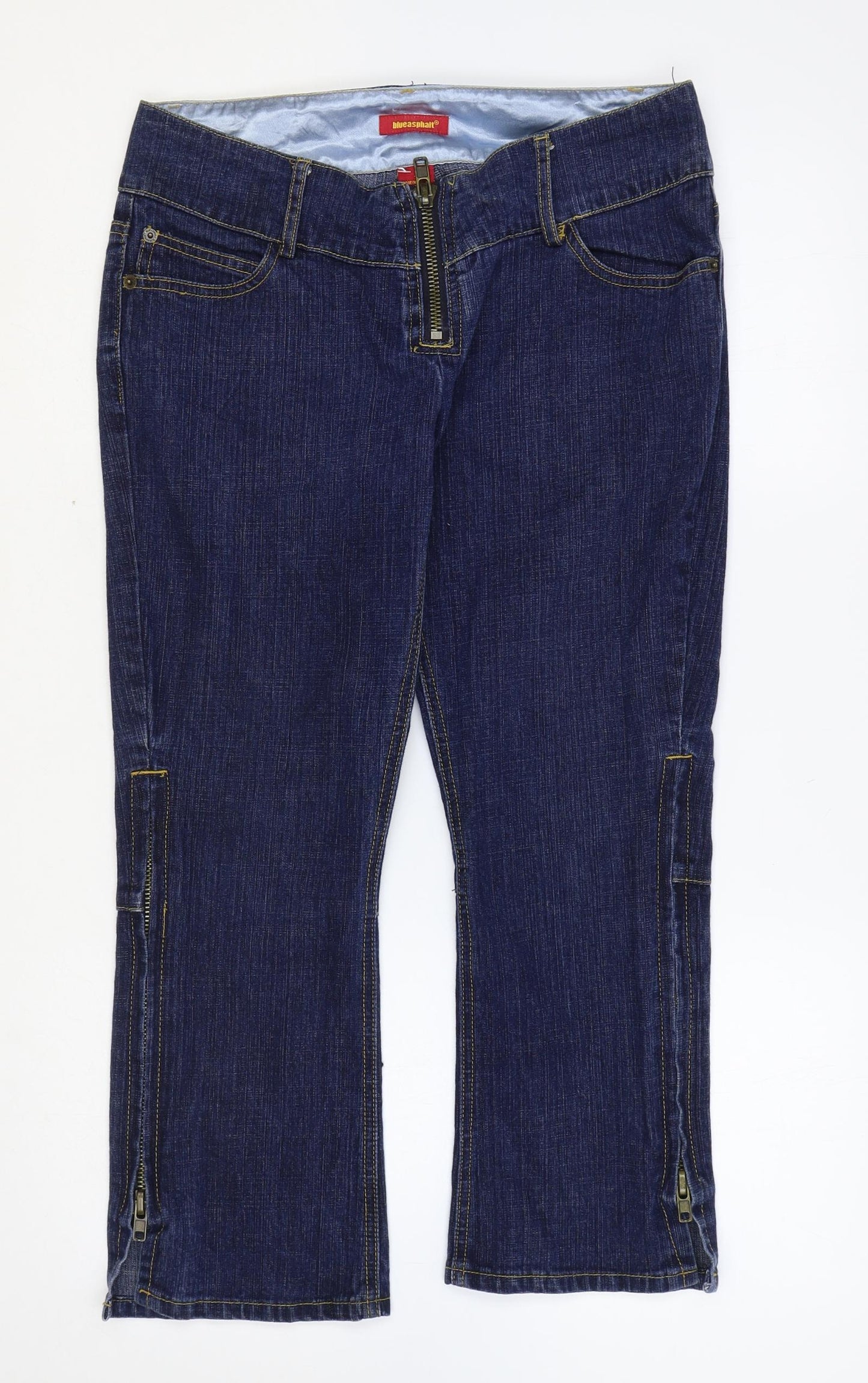 blueasphat Womens Blue Polyester Straight Jeans Size 30 in Relaxed Zip