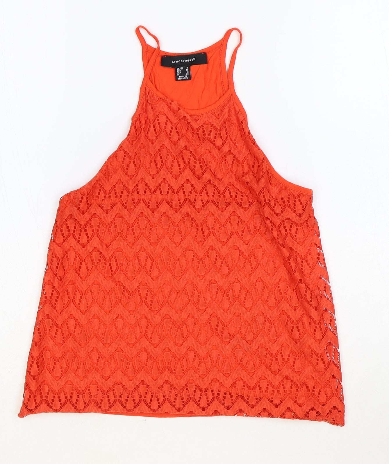 Womens UK Size 4 Atmosphere Orange Basic Tank