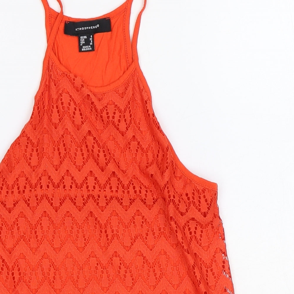 Womens UK Size 4 Atmosphere Orange Basic Tank