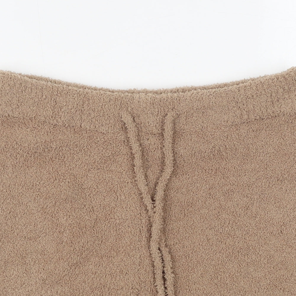 PRETTYLITTLETHING Womens Beige Polyester Compression Shorts Size M Regular Pull On