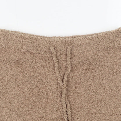 PRETTYLITTLETHING Womens Beige Polyester Compression Shorts Size M Regular Pull On