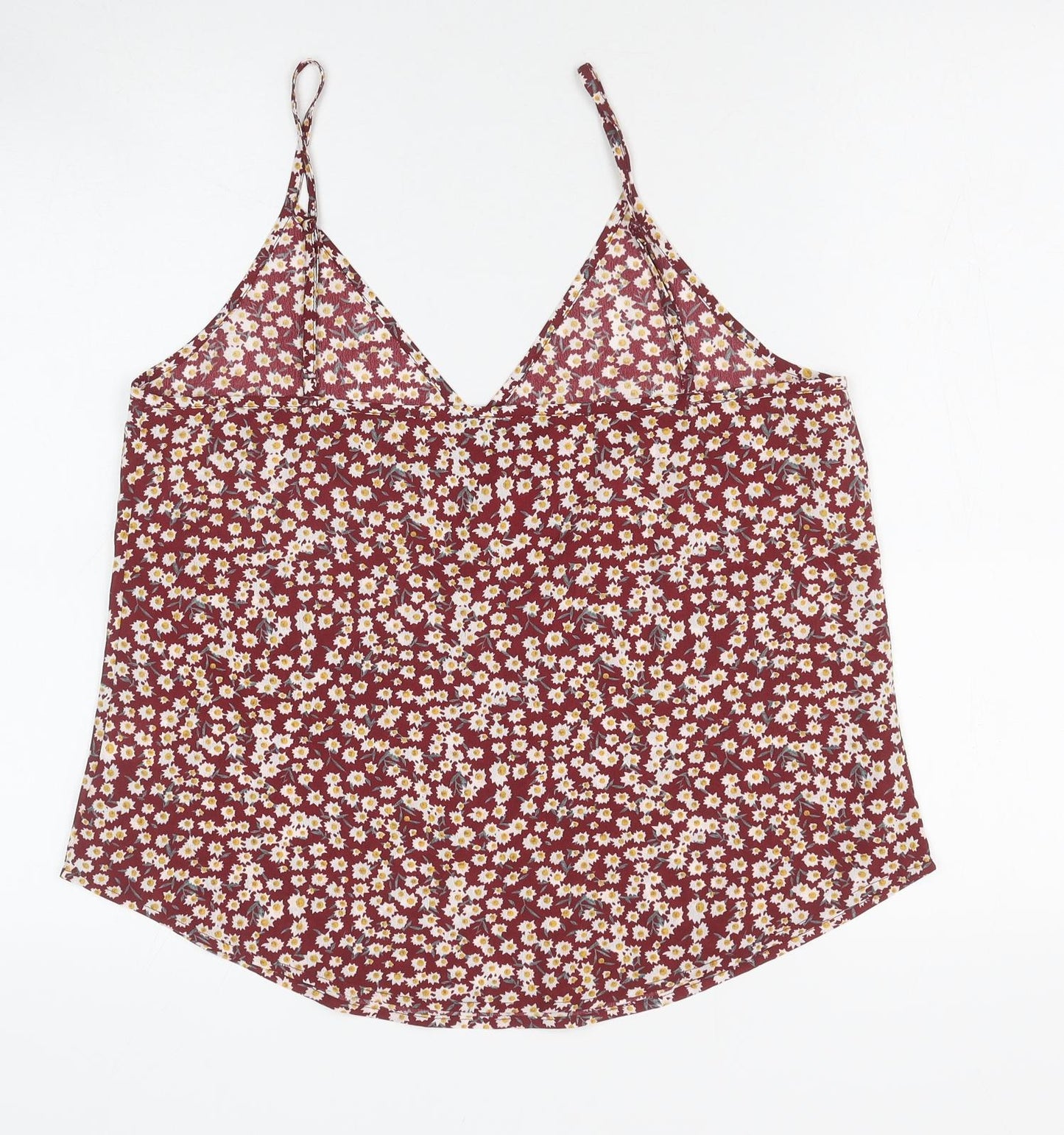 SheIn Womens Red Floral Polyester Camisole Blouse Size M V-Neck