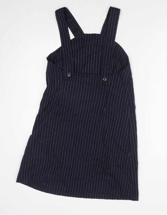 Cooperative Womens Blue Striped Polyester Tank Dress Size M Square Neck Zip