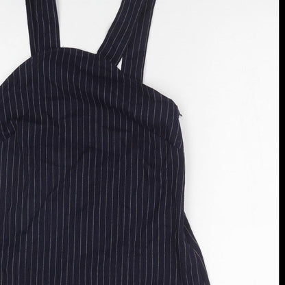 Cooperative Womens Blue Striped Polyester Tank Dress Size M Square Neck Zip