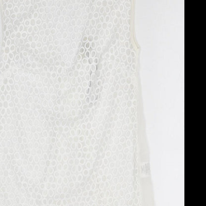 Papaya Womens White Floral Polyester Basic Tank Size 8 Round Neck - Dipped Hem