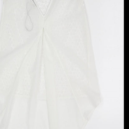 Papaya Womens White Floral Polyester Basic Tank Size 8 Round Neck - Dipped Hem