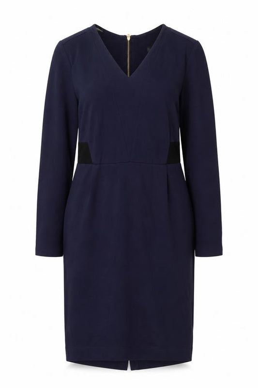 Debenhams Womens Blue Viscose Pencil Dress Size 12 V-Neck Zip