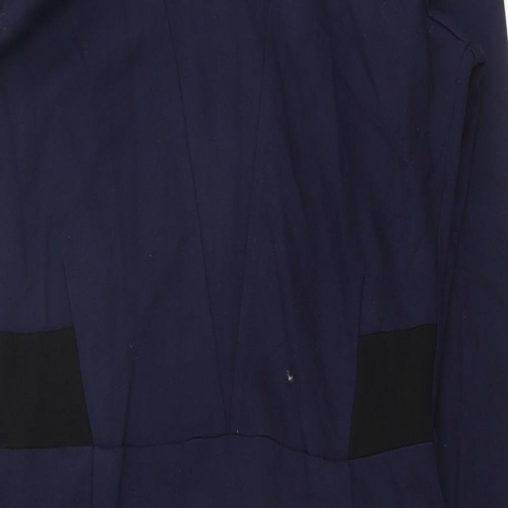 Debenhams Womens Blue Viscose Pencil Dress Size 12 V-Neck Zip