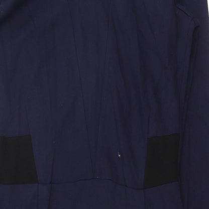 Debenhams Womens Blue Viscose Pencil Dress Size 12 V-Neck Zip