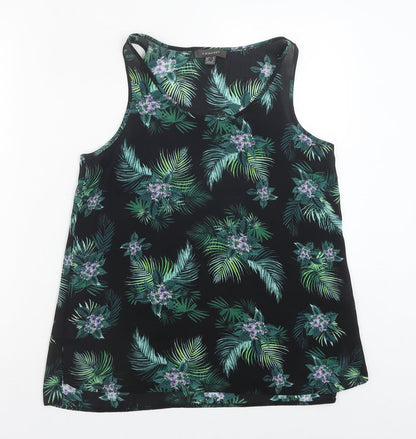 Primark Womens Green Floral Polyester Basic Tank Size 10 Scoop Neck - Leaf Print