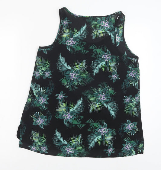 Primark Womens Green Floral Polyester Basic Tank Size 10 Scoop Neck - Leaf Print