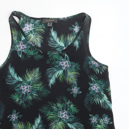 Primark Womens Green Floral Polyester Basic Tank Size 10 Scoop Neck - Leaf Print