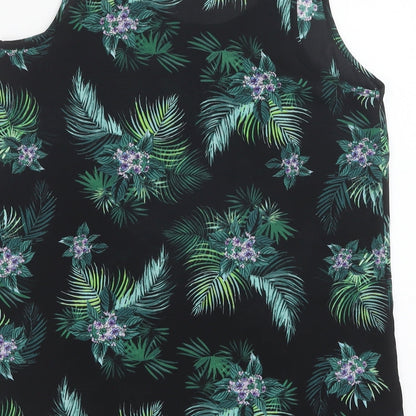 Primark Womens Green Floral Polyester Basic Tank Size 10 Scoop Neck - Leaf Print