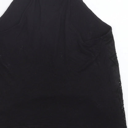 Primark Womens Black Geometric Polyester Basic Tank Size 6 Round Neck