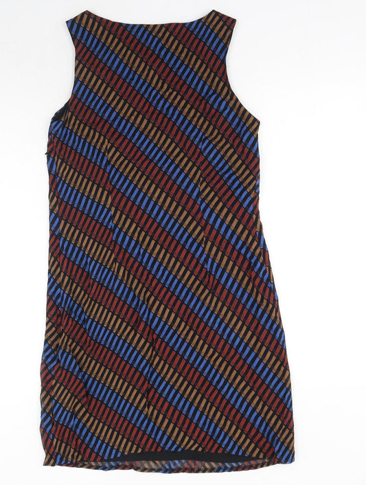 NEXT Womens Blue Geometric Polyester Bodycon Size 10 Scoop Neck Zip
