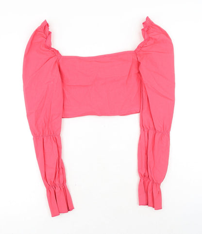 Womens UK Size 6 PRETTYLITTLETHING Pink Cropped Blouse
