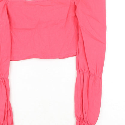 Womens UK Size 6 PRETTYLITTLETHING Pink Cropped Blouse