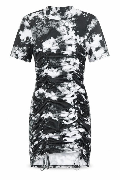 Vivichi Womens Grey Tie Dye Polyester Bodycon Size S Mock Neck Pullover