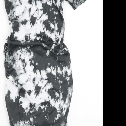 Vivichi Womens Grey Tie Dye Polyester Bodycon Size S Mock Neck Pullover